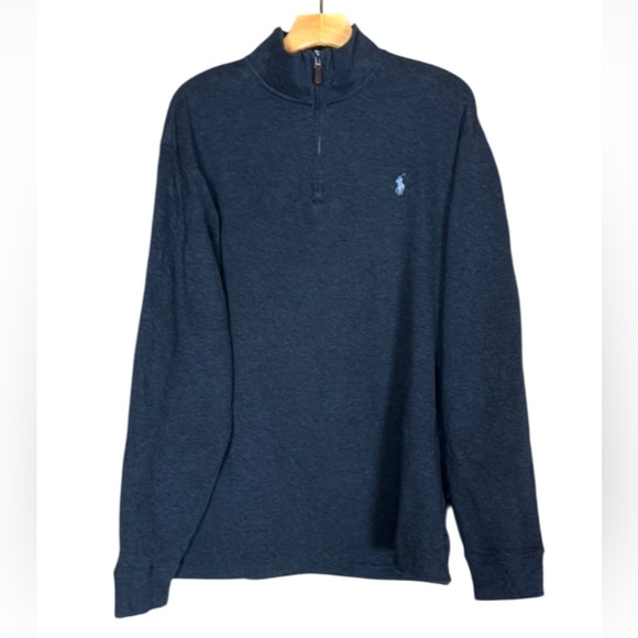 Polo Ralph Lauren charcoal gray Estate Rib 1/4 zip cotton pullover sweater XL - Picture 1 of 10